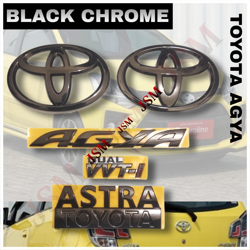 Emblem AGYA Black Chrom Krom/ TOYOTA AGYA/ Emblem Logo Bagasi AGYA