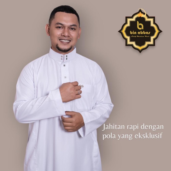 Baju Gamis Jubah Pria Umroh Haji Ihram Katun Ekspor Putih