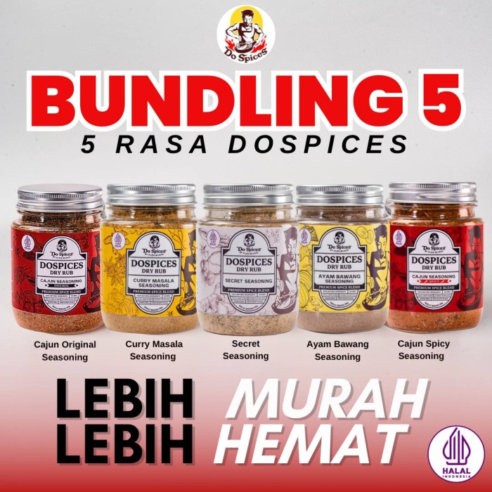 

Dospices [Paket Bundling 5 varian] Healthy Dry Rub Bumbu Marinasi Rendah Kalori 100% rempah-rempah