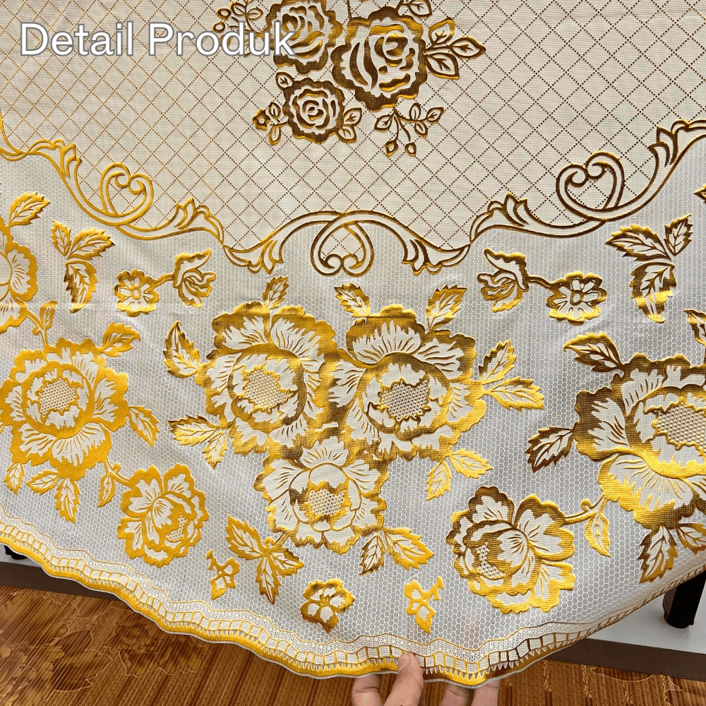 TERLARIS Taplak Meja Makan Oval Ukuran 150x228cm Taplak Meja Tamu PVC Tahan Air Alas Meja Oval Besar