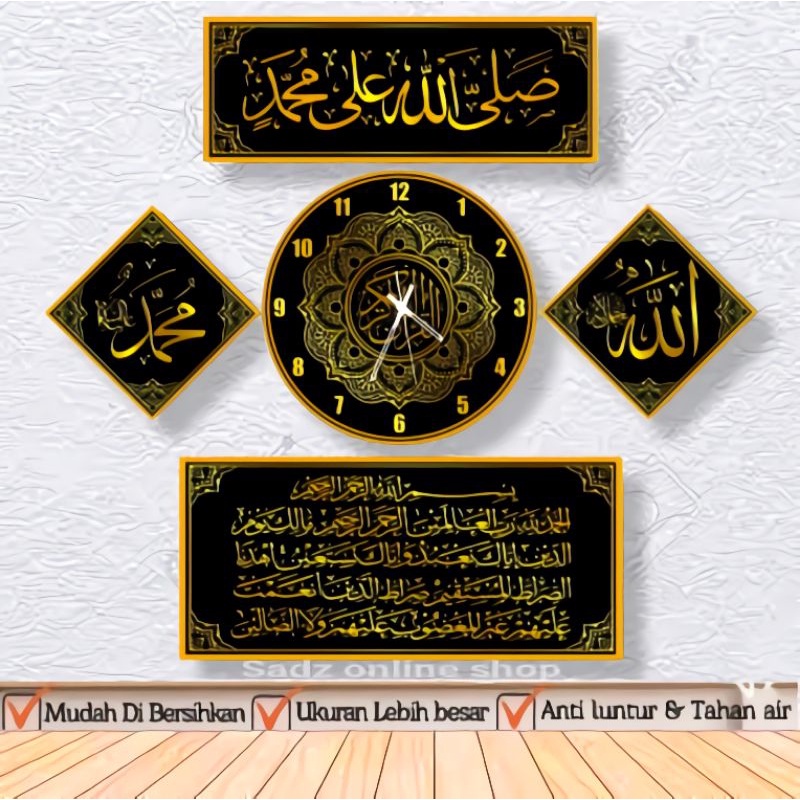 PENAWARAN SPESIAL jam dinding unik / jam set kaligrafi gold
