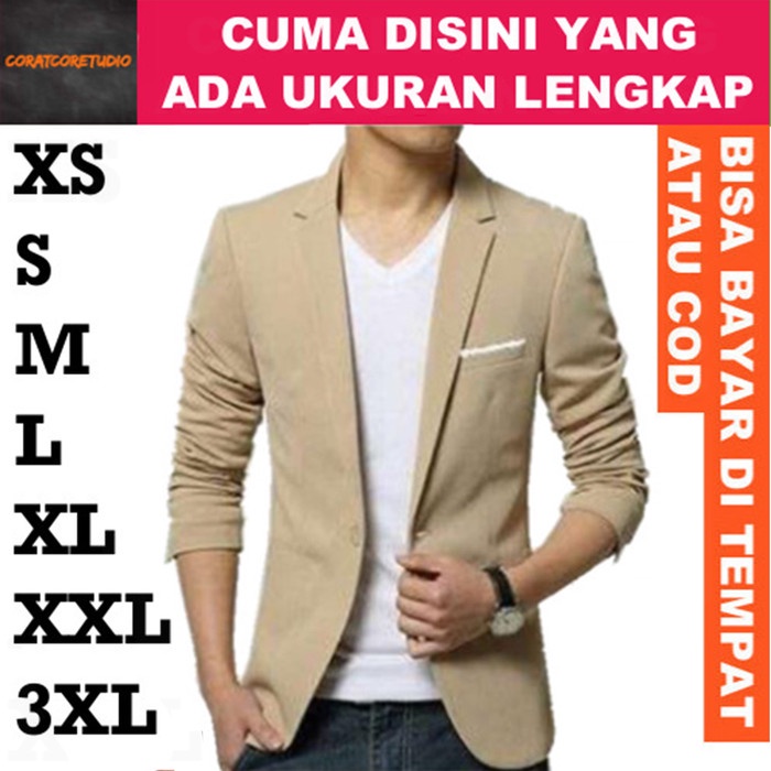 Jas Blazer Pria Resmi Kerja Kantor COKLAT SUSU KHAKI MOKA KREM KHAKIS
