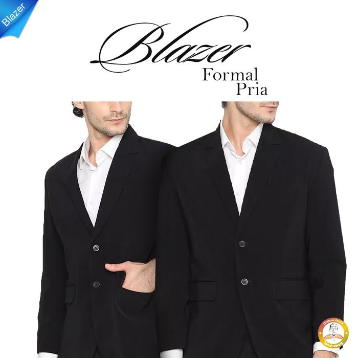Jas Blazer Pria Jas Kerja Kantor Cowo Polos Dewasa Anak Cowok Pakaian Formal Dasar Hitam Abu Bahan