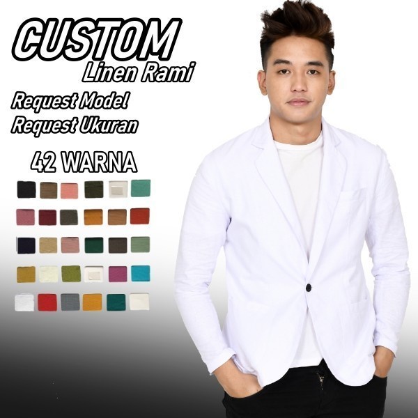 Custom Jas Blazer Linen Pria Casual Slimfit Regular Big Size Premium