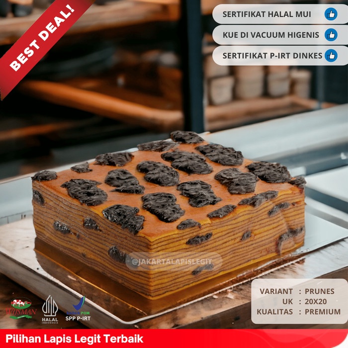 

(KUALITAS PREMIUM) KUE LAPIS LEGIT 20x20 PRUNES WISMAN 100% HALAL PLUM