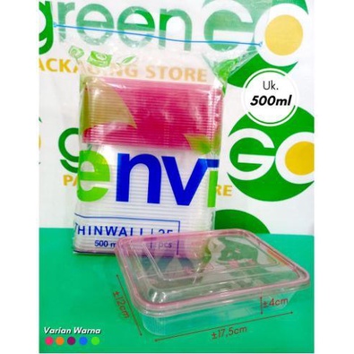 Mari- THINWALL KOTAK SET TUTUP ENVI 500ML 650ML 750ML ISI 25 SET THINWALL WARNA WARNI THINWALL