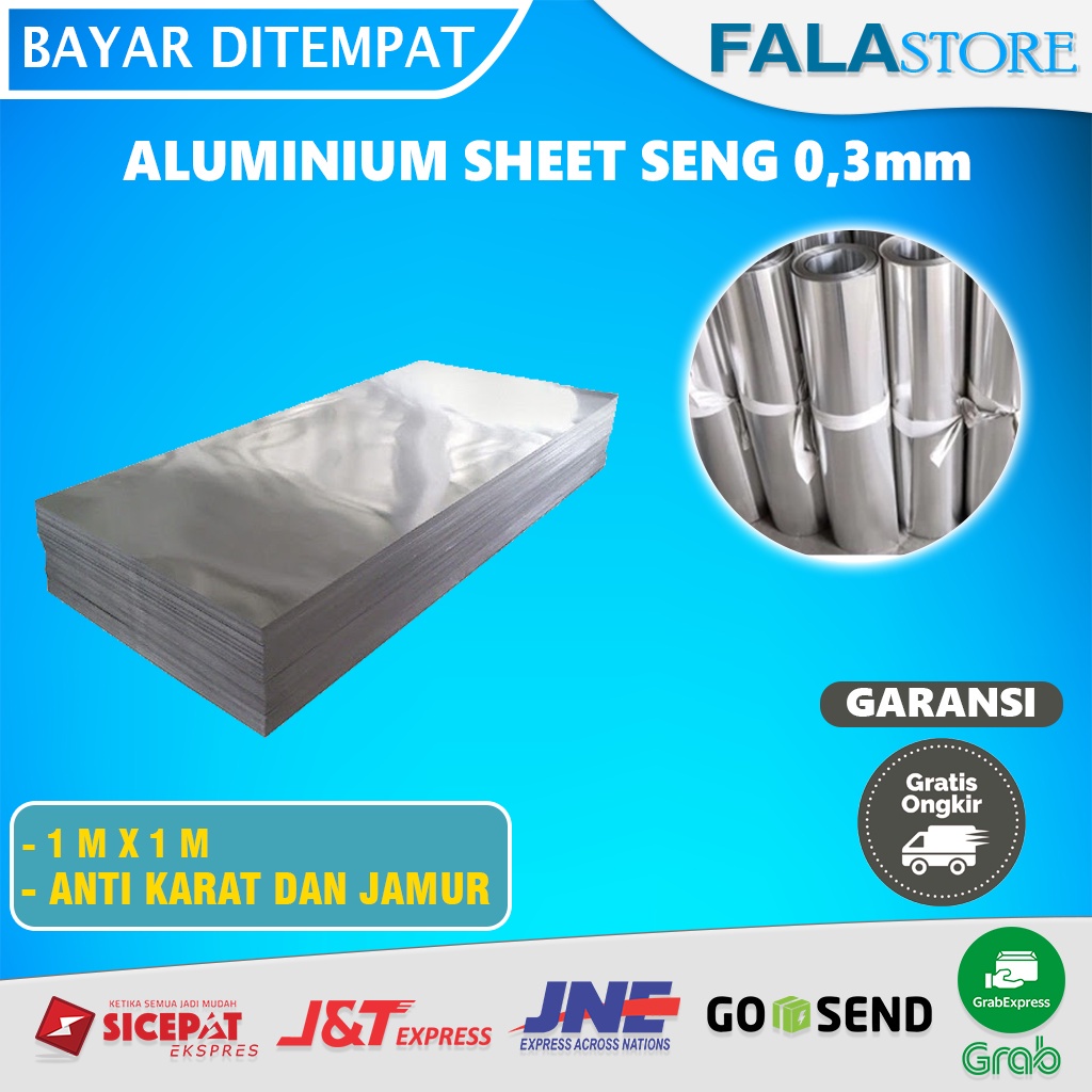Seng Alumunium Sheet Plat Lembaran Talang Air Alas Meja Pelapis Pintu Gerobak 0,2 mm panajng 1mx2m