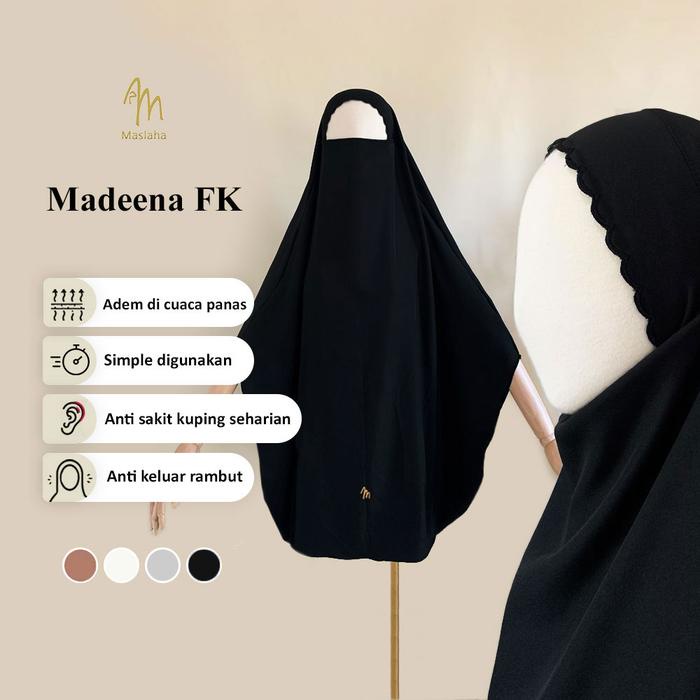 Maslaha Niqab Madeena Fren Khimar Bordir Long Fk Instant Umroh Haji Shara Stret Kerudung Umrah Syari