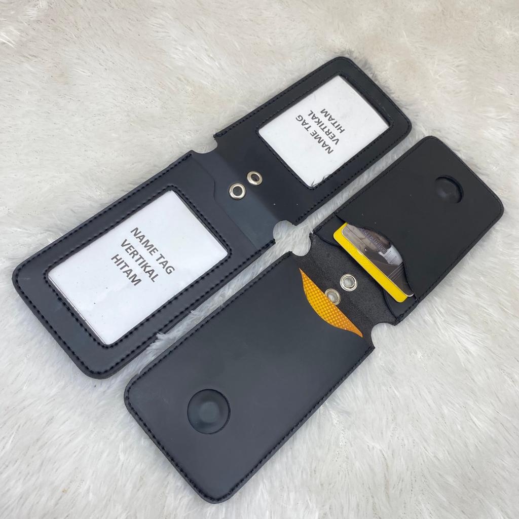 

Name Tag Bolak Balik Magnet 2 in 1 Kulit Id Card Holder Kulit Id Card Gantungan Nama RR04