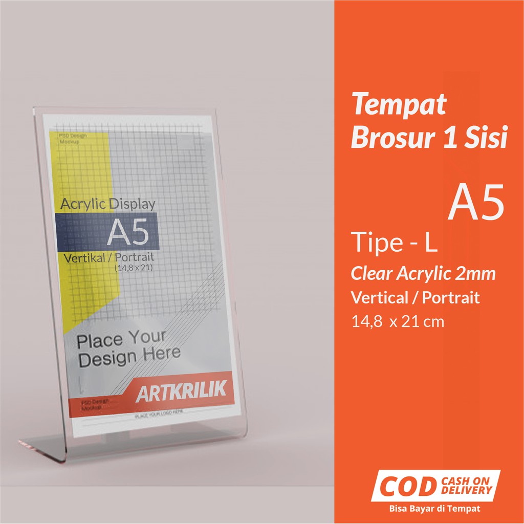 

Stand Akrilik A5 Qr Code Scan Tempat Brosur Tent Card A5 Model L
