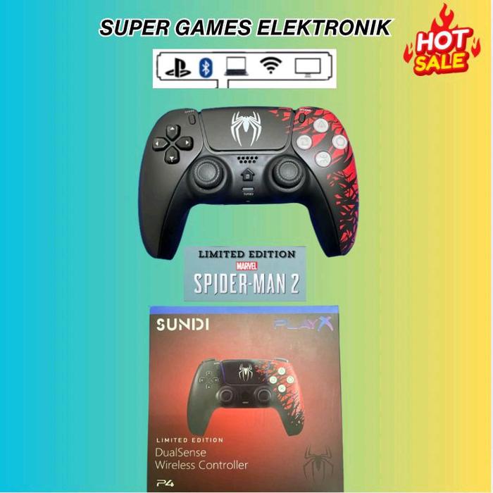 terbaru  stik spiderman stick ps-4 model ps-5 support ps-4 ps-5 pc hp - play x wireles controler