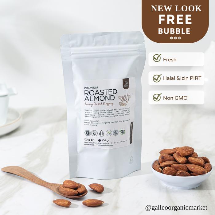 

terbaru !!! kacang almond panggang organik 500 gr / roasted almond galleo ready