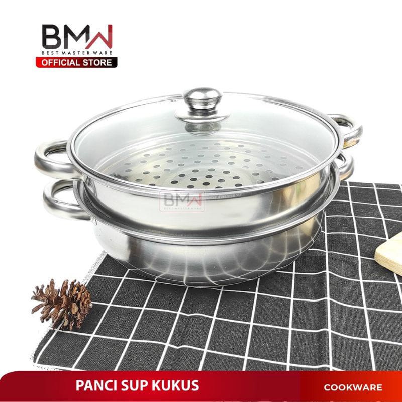 Panci Soup Dandang Kukus&Rebus Anti Karat Sop Sup Stinless Mpasi Alat Masak Bahan Tebal Serbaguna Pn
