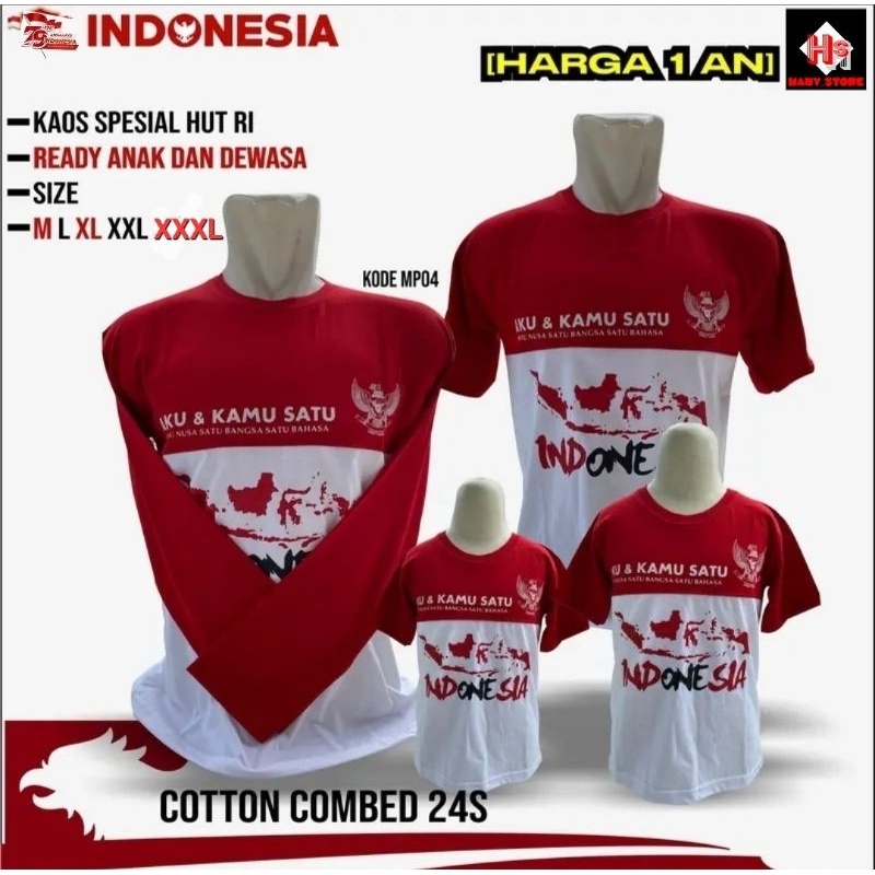 PROMO / KAOS MERAH PUTIH PANJANG // PENDEK 17 AGUSTUSAN