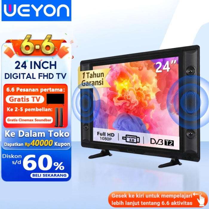 Weyon Sakura TV LED 24 inch TV Digital Televisi Murah Monitor