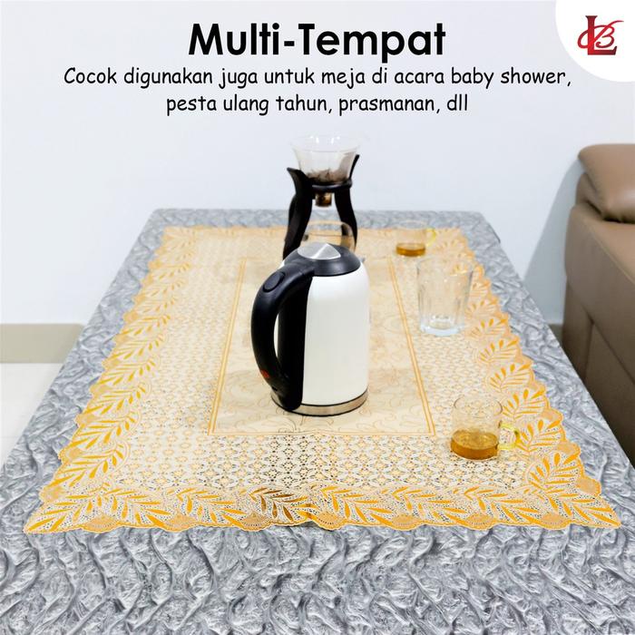 <COD> Loyal Bosque Taplak Meja Tamu Oval Gold dan Silver Anti Air 60x100CM / Taplak Meja Bordir