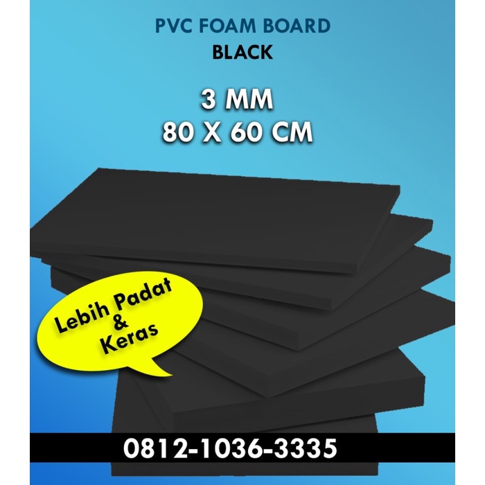 PVC FOAM BOARD BLACK 3 MM UKURAN 80 CM X 60 CM