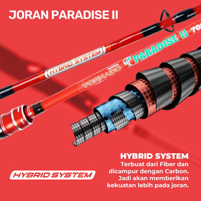 Joran Tornado Paradise Ii Fiber Solid Composite 150Cm 165Cm 180Cm 210Cm Joran Pancing Ikan Umpan