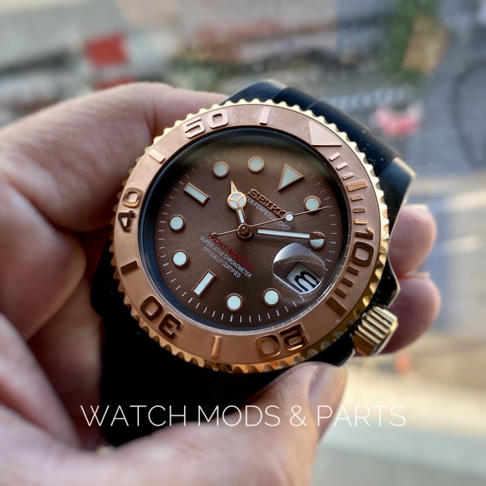 Seiko Mod Automatic NH35 YachtMaster Yacht Master Black Gold Rose