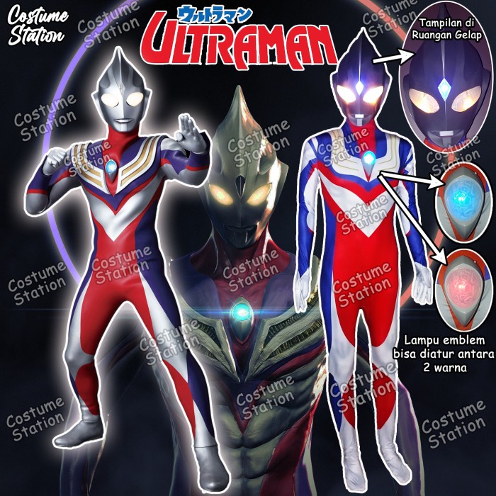 Kostum Ultraman Tiga / Costume Superhero Anime pria dewasa