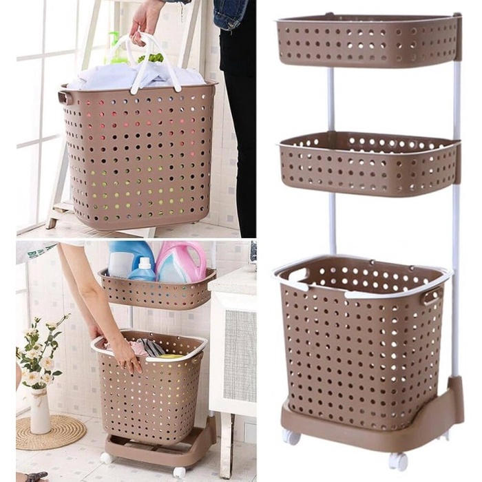 SALE Laundry Basket 3 Susun Keranjang Laundry Rak Keranjang Baju Kotor