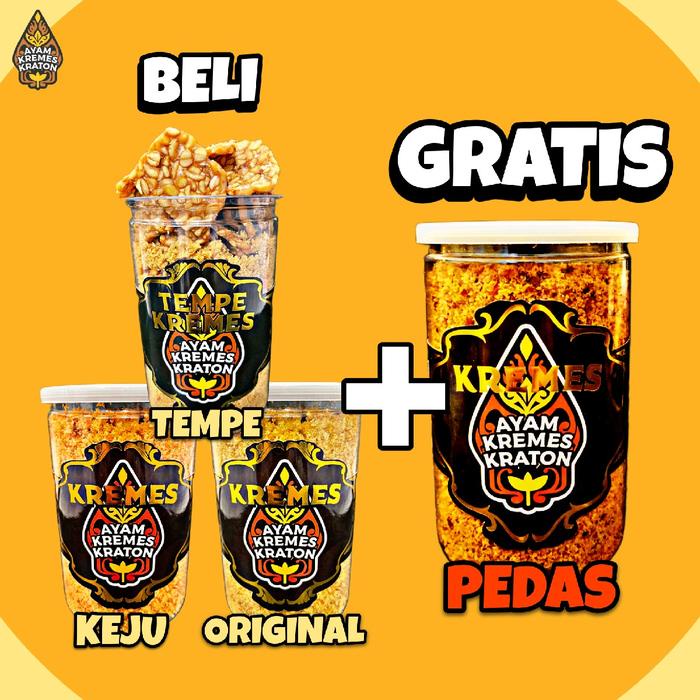 

[BELI 3 GRATIS 1] Bundle Kremes Keju , Kremes Ori , Tempe Kremes, Kremes Pedas "Kremes Kraton
