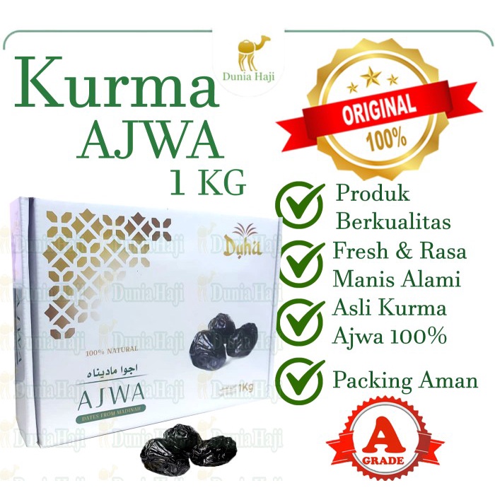 

Kurma Ajwa Asli Madinah 1kg Kurma Nabi Premium Original Saudi Dates