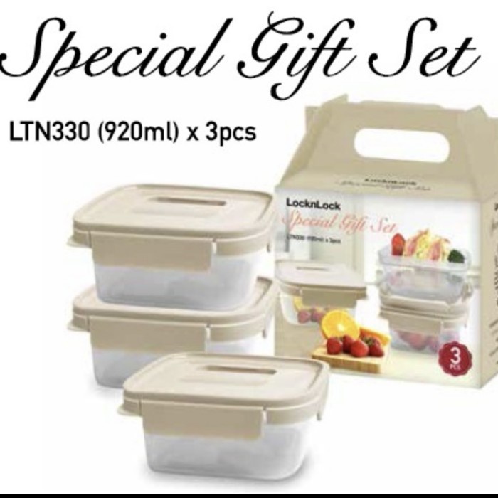 

LocknLock Kotak Makan Gift Set Chak Chak 920ml 3P Set - LTN330S3IVY