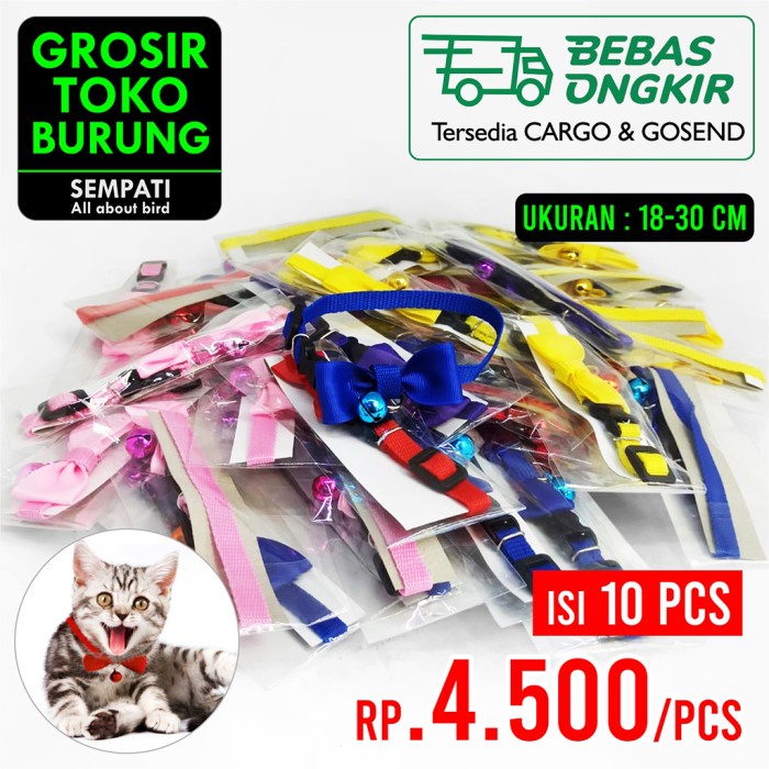 Ready Sempati Grosir Kalung Kucing Pita Lonceng Polos Aksesoris Kucing 10 Pc