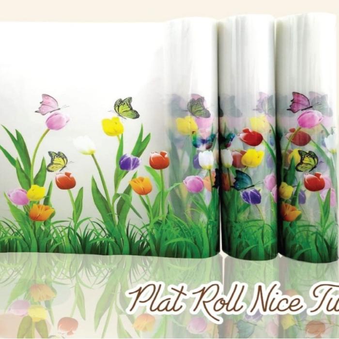 Fiber Plastik Plat Penutup Pagar Motif Tulip Clear