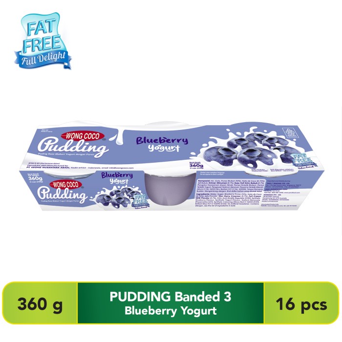 

terbaru !!! wong coco pudding rasa blueberry banded 3 cups x 16 (1karton) ready