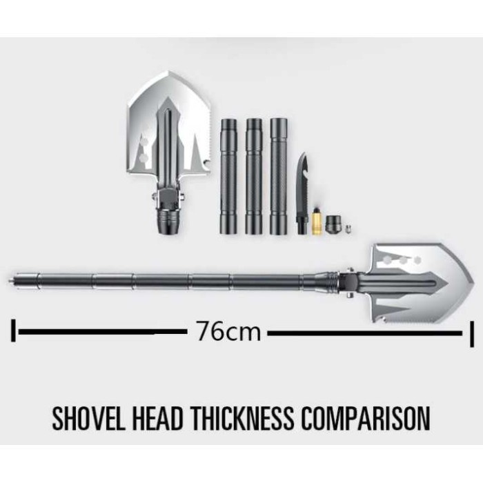 Sekop Lipat Tactical Army 14in1 Kapak Pisau Peluit Kompas Survival