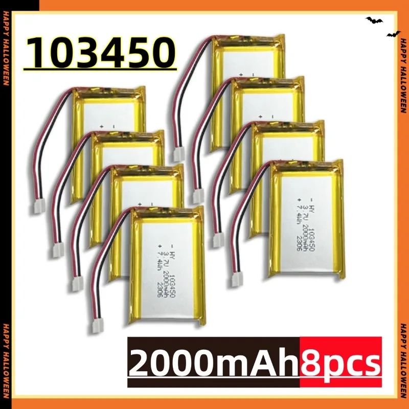 103450 3.7V 2000Mah Polymer Lithium Rechargeable Battery Jst Ph 2.0Mm 2Pin Plug For Camera Gps