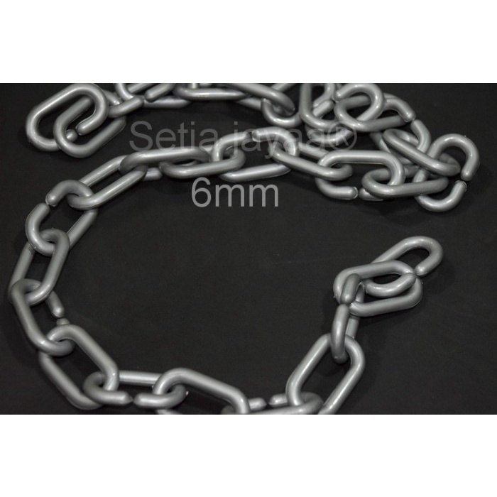 

(BestSeller) rantai plastik 6mm SILVER / rantai baju / distro / toko / fashion