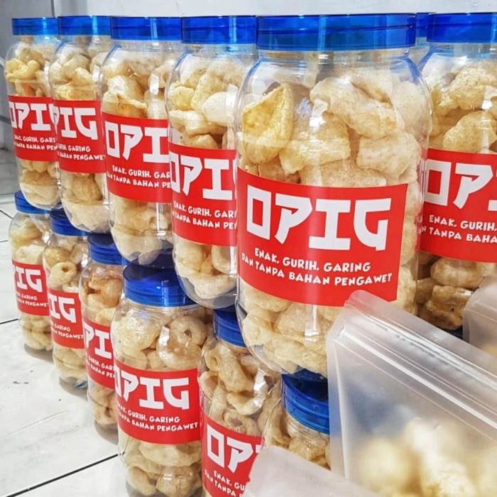 

Kerupuk kulit babi cap opig toples 2lt