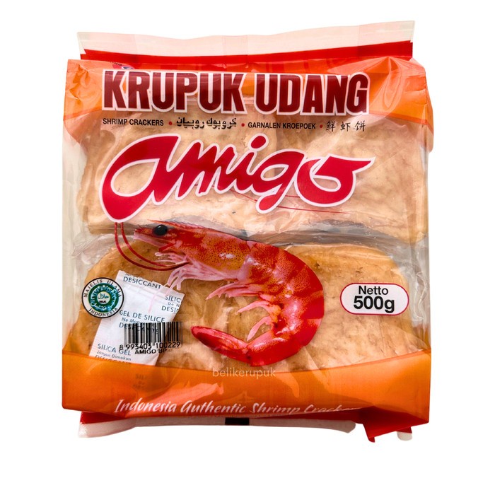 

Amigo Kerupuk Udang Mentah Ukuran Besar dan Kecil 500g Food Snack Krupuk