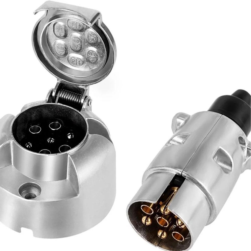 European Standard 7P Aluminum Alloy Plug Trailer Rv Plug Socket Aluminum Alloy 7-Core Pure Copper