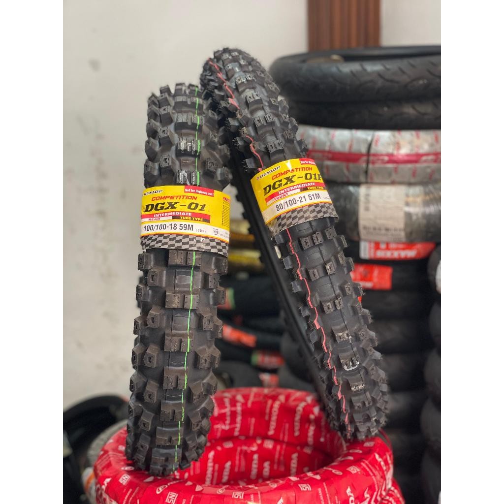Sepasang / Satuan Ban Motor Trail DUNLOP DGX-01 Ring 21 & Ring 18 Depan Belakang Sepasang
