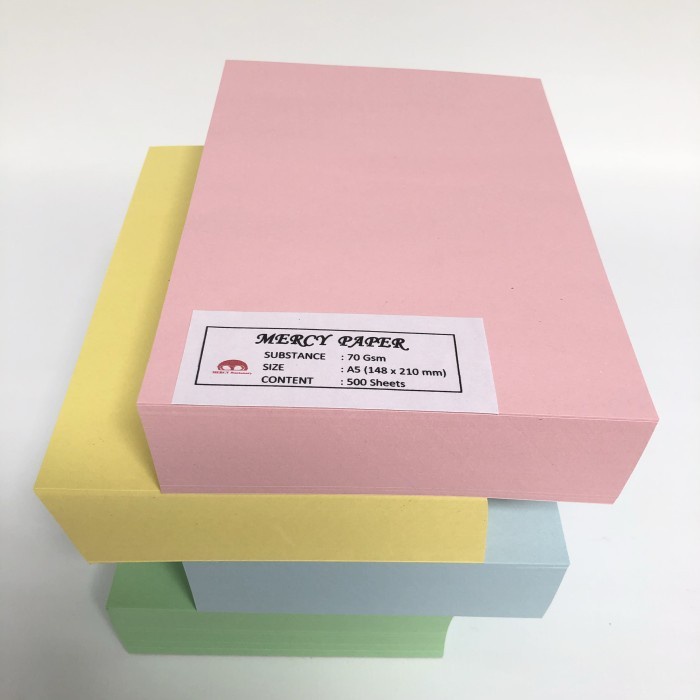 

(BestSeller) Kertas HVS Warna A5 70 Gr - 1 Rim 500 Lembar
