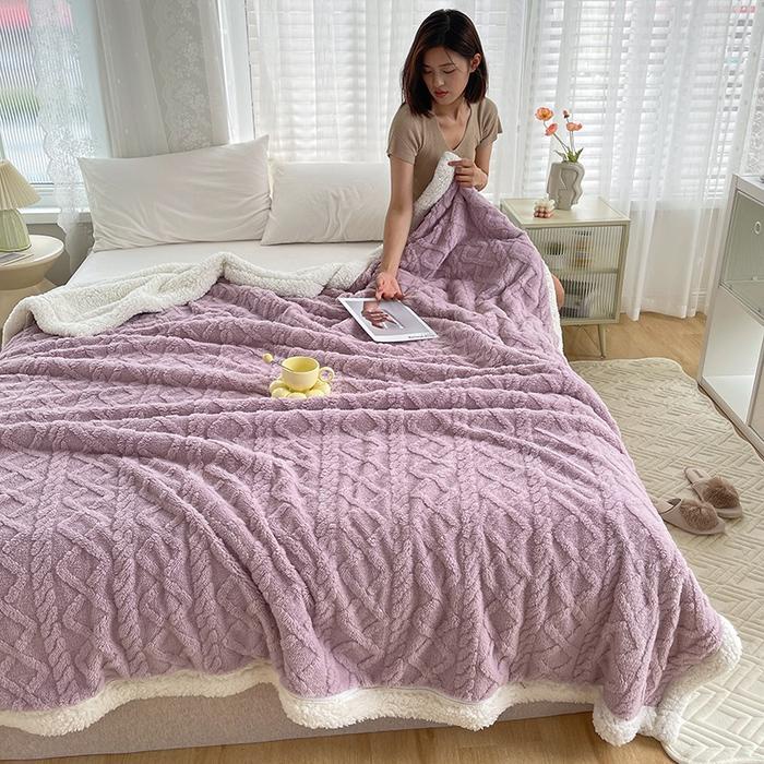 Promo Selimut Sprei Kasur Beludru Bulu Domba Motif Timbul Import Premium Lembut Uk 150X200 Cm