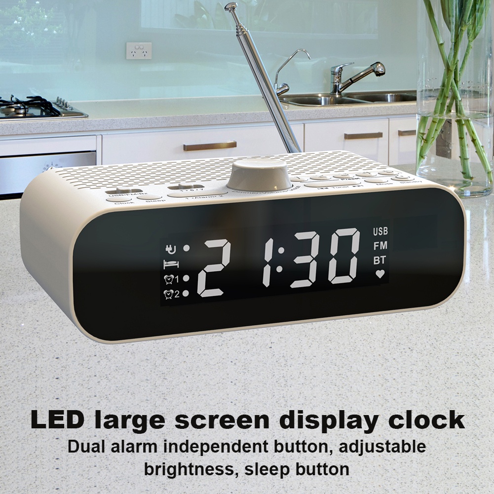 Digital Clock Radio LED Alarm Clock BT FM Radio with Auto-Off Timer Digital Radio lectronic Desktop 