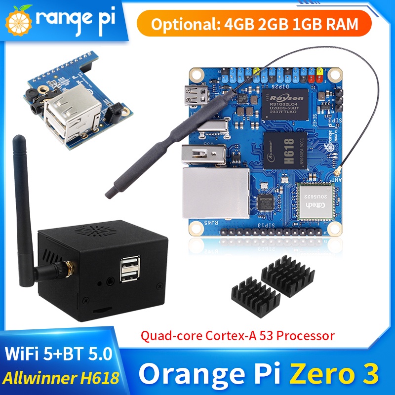 Orange Pi Zero 3 4Gb 2Gb 1Gb Ram Allwinner H618 64-Bit 16Mb Spi Flash Dual Band Wifi5+Bt 5.0 Gigabit