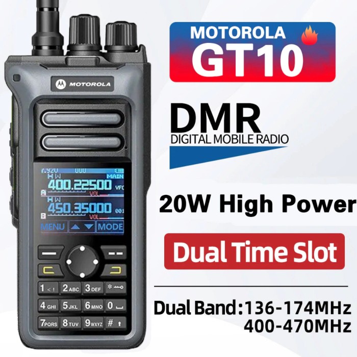 HT Handy talky Jangkauan Luas 20KM Motorola GT-10 20W Type C 6800mah