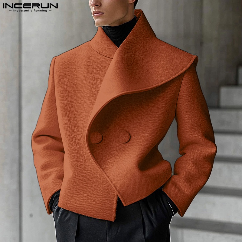 Incerun Tops 2025 American Style Fashion Men'S Asymmetrical Collar Suit Casual Personality Male