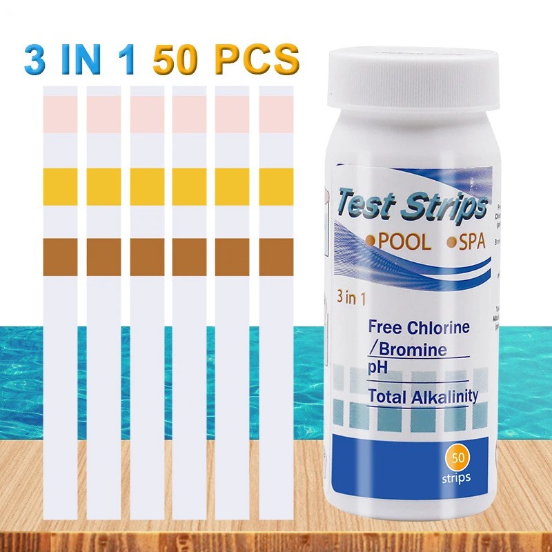 3-In-1 Chlorine Ph Test Strips Spa Swimming Pool Water Tester Paper Residual Chlorine Ph Value