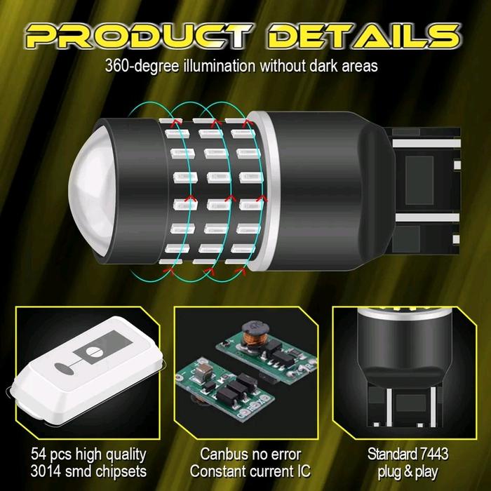 Lampu Rem mobil Led T20 7443 4 kawat free error Car