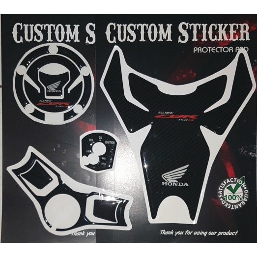MERtaComp- Tank pad set honda cbr 150 new facelift fuelpad keypad segitiga carbon