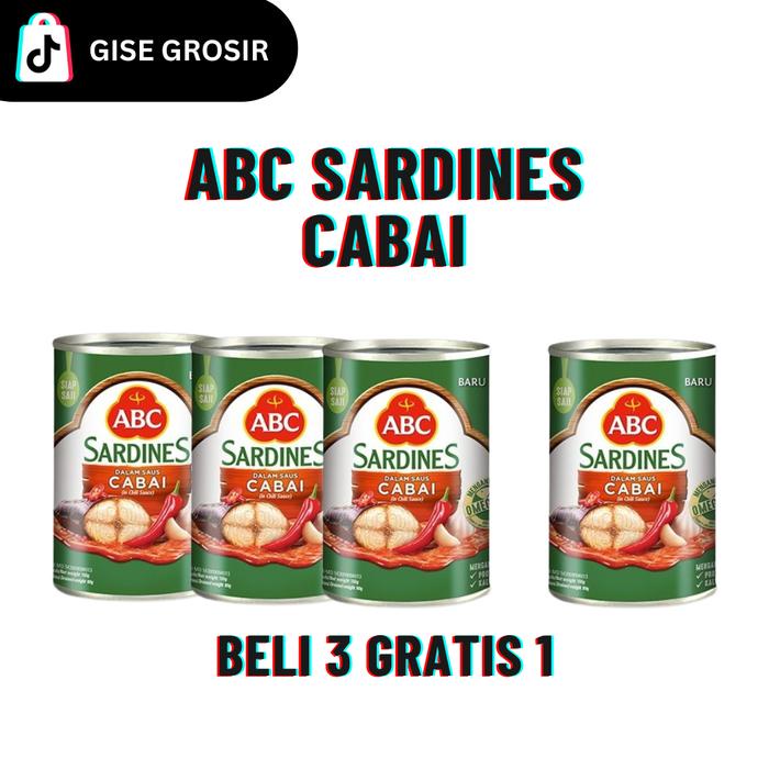 

ABC Sardines Saus Cabe berat 155 g. Buy 3 - get 1 pcs free