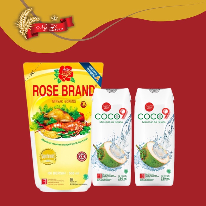 

PAKET ROSE BRAND Minyak Goreng 500mL + Coco 9 Minuman Kelapa 2 x 250mL