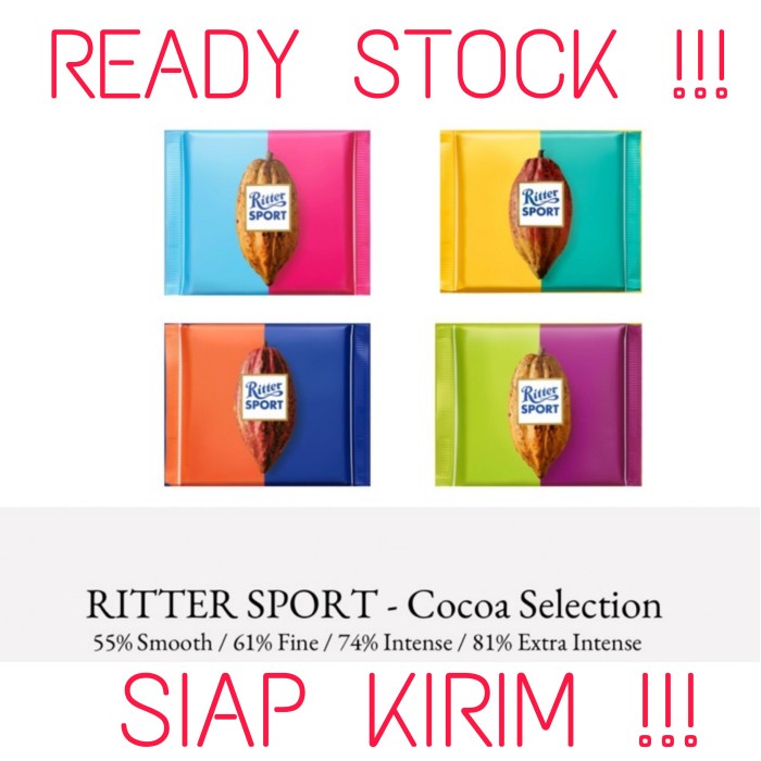 

Ritter Sport Dark chocolate Cocoa Selection - Cokelat Hitam 100 gr